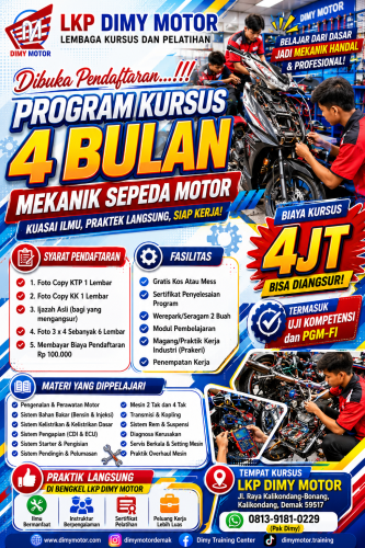 Kursus Mekanik Sepeda Motor (4 Bulan) di LKP Dimy Motor Demak